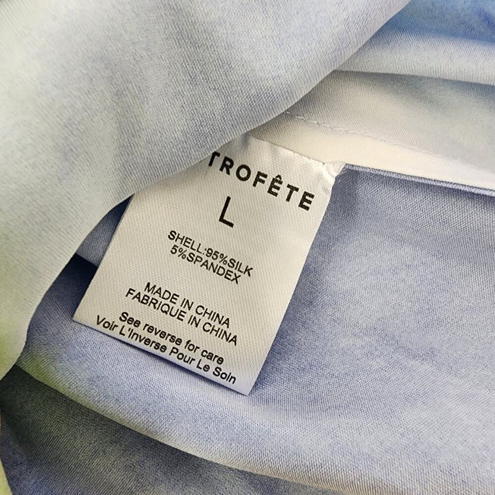 Retrofête Scarlett Silk Maxi Gown Watercolor Wave Tie-Dye Open Back NWOT Large - Picture 9 of 16